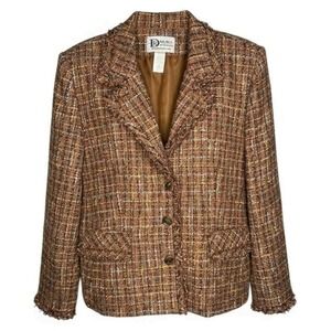 Vintage women's Da-Rue‎ Tweed Blazer Coat Jacket Wool Blend Multi-color size 14